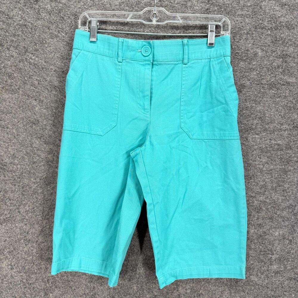 Counterparts Shorts Women 4 Blue Mid Rise Bermuda Pockets Cotton Flat Front